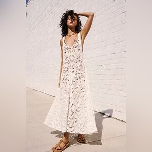 NWT Free People Bianca Fauxchet Midi Dress in Ivory White - new with tag!